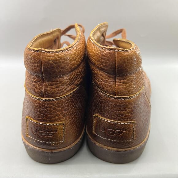 UGG Alin Chukka Boots Men Size 15 Brown Leather Shearling Lined Comfort Shoes